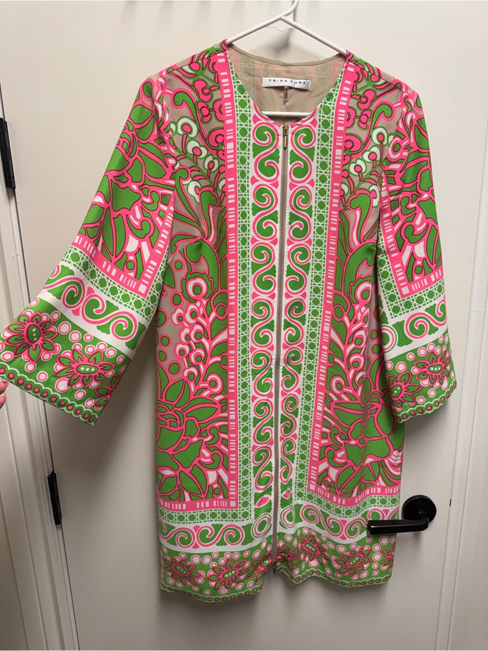 Trina Turk Pink & Lime Green Printed dress